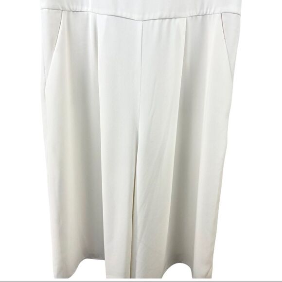 Willow & Thread White Cropped Wide Leg V Neck Sleeveless Jumpsuit Size 9/ US M - Picture 5 of 6